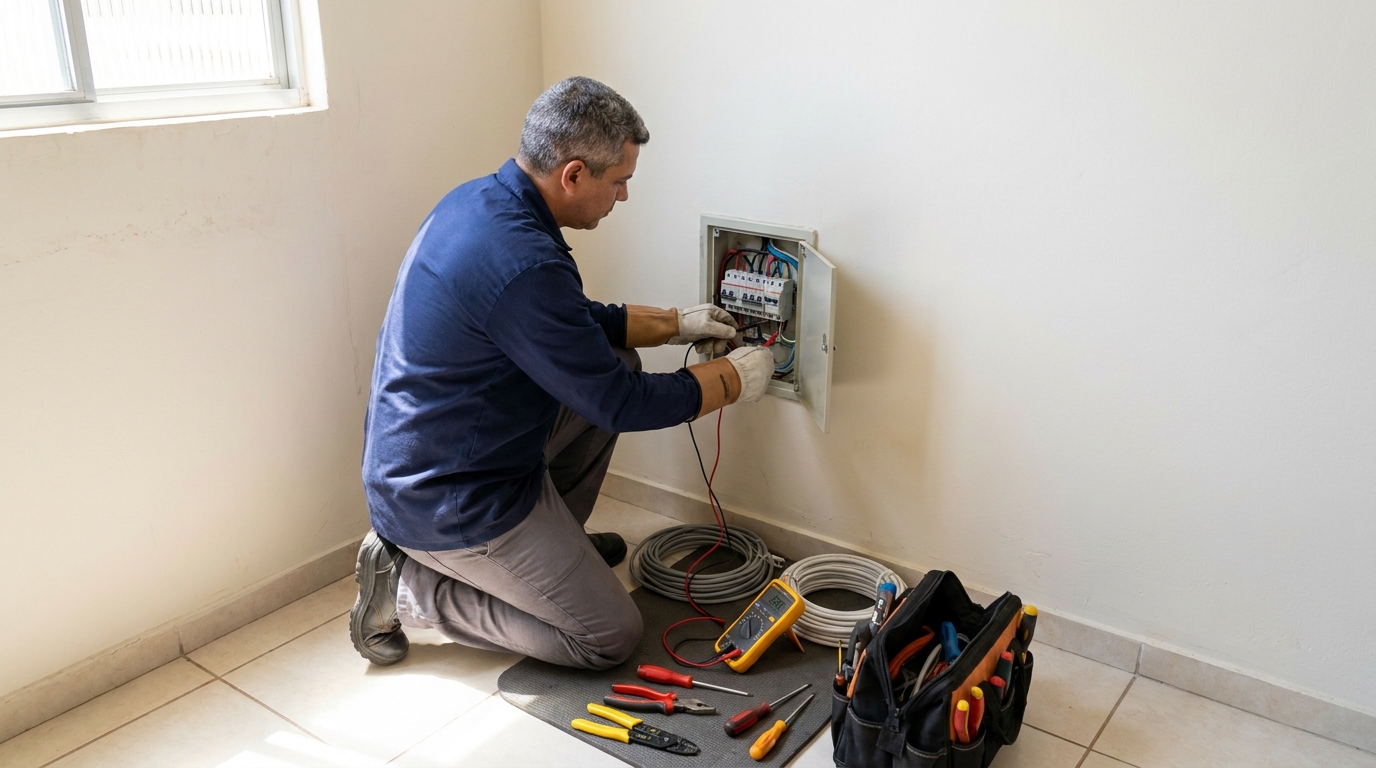 Eletricista atendendo em residência em Maceió-AL